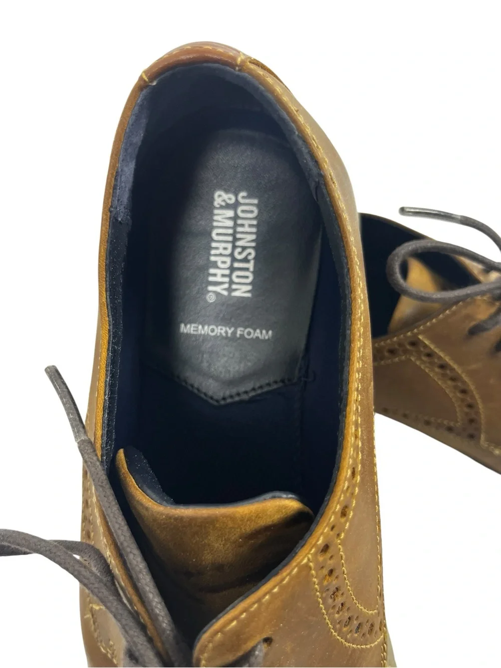 Johnston & Murphy Holden Tan Oiled Leather Plain Toe Oxfords Shoes Size9 -sku107